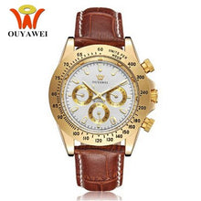 Charger l'image dans la galerie, OUYAWEI Automatic Self Wind Mens Montre Homme Watch Leather Strap Waterproof Luxury Style Male Black Wristwatch Reloj Masculino