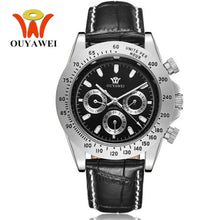 Charger l'image dans la galerie, OUYAWEI Automatic Self Wind Mens Montre Homme Watch Leather Strap Waterproof Luxury Style Male Black Wristwatch Reloj Masculino
