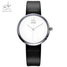 Charger l'image dans la galerie, Shengke Watches Women Quartz Clock Top Brand Watches Leather Women Watch Causal Black White Simple Wristwatch Montre Femme 2017