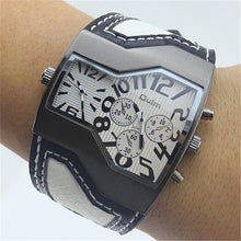 Charger l'image dans la galerie, OULM Dual Face 5.2cm Large Dial Fashion Brand Watches for Men Cool White Leather Causal Quartz Watch Montre Homme Sport Marque