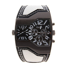 Charger l'image dans la galerie, OULM Dual Face 5.2cm Large Dial Fashion Brand Watches for Men Cool White Leather Causal Quartz Watch Montre Homme Sport Marque