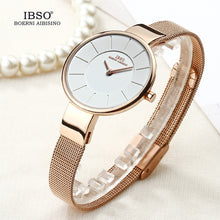 Charger l'image dans la galerie, IBSO Brand 6.5MM Ultra-Thin Quartz Watch Women Stainless Steel Mesh And Leather Strap Women Watches 2019 Fashion Montre Femme