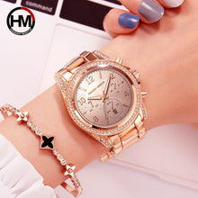 Charger l'image dans la galerie, Drop Shipping Rose Gold Top Luxury Brand Women Rhinestone Watches Montre Femme Calendar Waterproof Fashion Dress Ladies watch