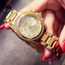 Charger l'image dans la galerie, Drop Shipping Rose Gold Top Luxury Brand Women Rhinestone Watches Montre Femme Calendar Waterproof Fashion Dress Ladies watch