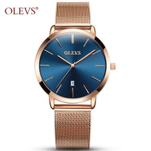 Charger l'image dans la galerie, Ultra thin Ladies Watch Brand Luxury Women Watches Waterproof Rose Gold Stainless Steel Quartz Calendar Wrist Watch montre femme