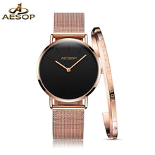 Charger l'image dans la galerie, AESOP Top Brand Luxury Fashion Women Watches Ladies Rose gold steel bracelet Quartz Wrist watch Montre Femme Relogio feminino