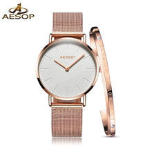 Charger l'image dans la galerie, AESOP Top Brand Luxury Fashion Women Watches Ladies Rose gold steel bracelet Quartz Wrist watch Montre Femme Relogio feminino