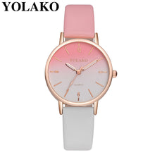 Charger l'image dans la galerie, Drop Shipping Women Gradient Rainbow Design Watch Casual Luxury Fashion Leather Sport YOLAKO Quartz Wrist Watch Relogio Feminino