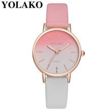 Charger l'image dans la galerie, Drop Shipping Women Gradient Rainbow Design Watch Casual Luxury Fashion Leather Sport YOLAKO Quartz Wrist Watch Relogio Feminino