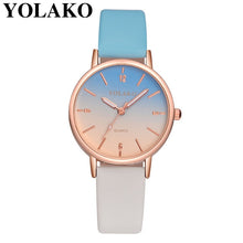 Charger l'image dans la galerie, Drop Shipping Women Gradient Rainbow Design Watch Casual Luxury Fashion Leather Sport YOLAKO Quartz Wrist Watch Relogio Feminino