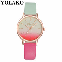 Charger l'image dans la galerie, Drop Shipping Women Gradient Rainbow Design Watch Casual Luxury Fashion Leather Sport YOLAKO Quartz Wrist Watch Relogio Feminino