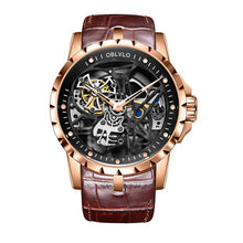 Charger l'image dans la galerie, OBLVLO Luxury Open Work Design Mens Watches Skeleton Dial Calfskin Strap Watch Automatic Movement Waterproof Montre Homme RM-1