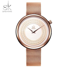 Charger l'image dans la galerie, Luxury Women Watches Stainless Steel Mesh Band Quartz Watch Shengke Brand Women Montre Femme SK Ladies Clock Relogio Feminino