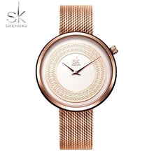 Charger l'image dans la galerie, Luxury Women Watches Stainless Steel Mesh Band Quartz Watch Shengke Brand Women Montre Femme SK Ladies Clock Relogio Feminino