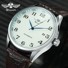 Charger l'image dans la galerie, Fashion Business Men Automatic Wrist Watches Leather Strap Male Mechanical Watches Calendar Date Clock montre homme +GIFT BOX