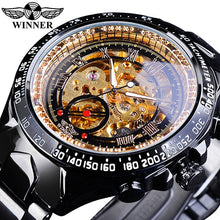 Charger l'image dans la galerie, Winner New Number Sport Design Bezel Golden Watch Mens Watches Top Brand Luxury Montre Homme Clock Men Automatic Skeleton Watch