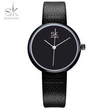 Charger l'image dans la galerie, Shengke Watches Women Quartz Clock Top Brand Watches Leather Women Watch Causal Black White Simple Wristwatch Montre Femme 2017