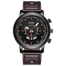 Charger l'image dans la galerie, SOKI Brand Luxury Sport Watches Fashion Leather Strap Quartz Men Casual Date Business Male Wristwatches Clock Montre Homme