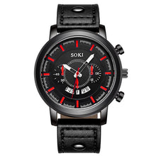 Charger l'image dans la galerie, SOKI Brand Luxury Sport Watches Fashion Leather Strap Quartz Men Casual Date Business Male Wristwatches Clock Montre Homme