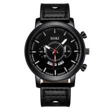Charger l'image dans la galerie, SOKI Brand Luxury Sport Watches Fashion Leather Strap Quartz Men Casual Date Business Male Wristwatches Clock Montre Homme