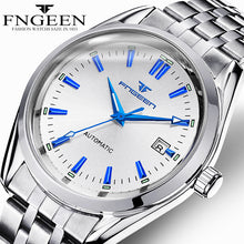 Charger l'image dans la galerie, Men Automatic Mechanical Watch Blue Hands With Calendar Date montre homme Waterproof reloj hombre FNGEEN 6612-1