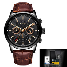 Charger l'image dans la galerie, LIGE New Fashion Gift Men Watch Leather Analog Quartz watches 30M Waterproof Chronograph Sport Date Watch Men montre homme 2019