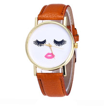 Charger l'image dans la galerie, Vansvar Eyelashes Long Ladies Watch Men's And Women's Watch PU Leather Band Analog Quartz Wrist Watch Women's Watch New#5/22