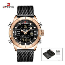 Charger l'image dans la galerie, Naviforce New Top Brand Luxury 9153 Sport Digital Military Male Watch Steel Strap Wrist Watch Relogio Masculino montre homme