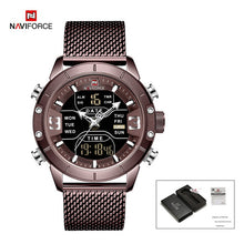 Charger l'image dans la galerie, Naviforce New Top Brand Luxury 9153 Sport Digital Military Male Watch Steel Strap Wrist Watch Relogio Masculino montre homme