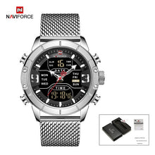 Charger l'image dans la galerie, Naviforce New Top Brand Luxury 9153 Sport Digital Military Male Watch Steel Strap Wrist Watch Relogio Masculino montre homme