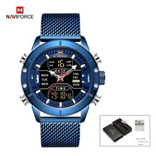 Charger l'image dans la galerie, Naviforce New Top Brand Luxury 9153 Sport Digital Military Male Watch Steel Strap Wrist Watch Relogio Masculino montre homme