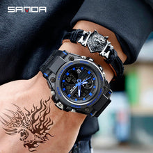 Charger l'image dans la galerie, SANDA Casual Sport Men Watches Top Brand Luxury G Style Military Watch Waterproof Dual Display Digital Wristwatch montres homme