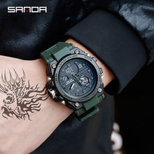 Charger l'image dans la galerie, SANDA Casual Sport Men Watches Top Brand Luxury G Style Military Watch Waterproof Dual Display Digital Wristwatch montres homme