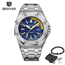 Charger l'image dans la galerie, 2019 Benyar Men Sport Watch Top Luxury Brand Military Reloj Hombre Steel Quartz Watches Waterproof Casual Montre Homme Free gift