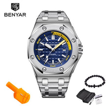Charger l'image dans la galerie, 2019 Benyar Men Sport Watch Top Luxury Brand Military Reloj Hombre Steel Quartz Watches Waterproof Casual Montre Homme Free gift