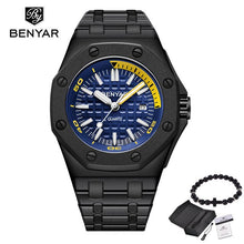 Charger l'image dans la galerie, 2019 Benyar Men Sport Watch Top Luxury Brand Military Reloj Hombre Steel Quartz Watches Waterproof Casual Montre Homme Free gift
